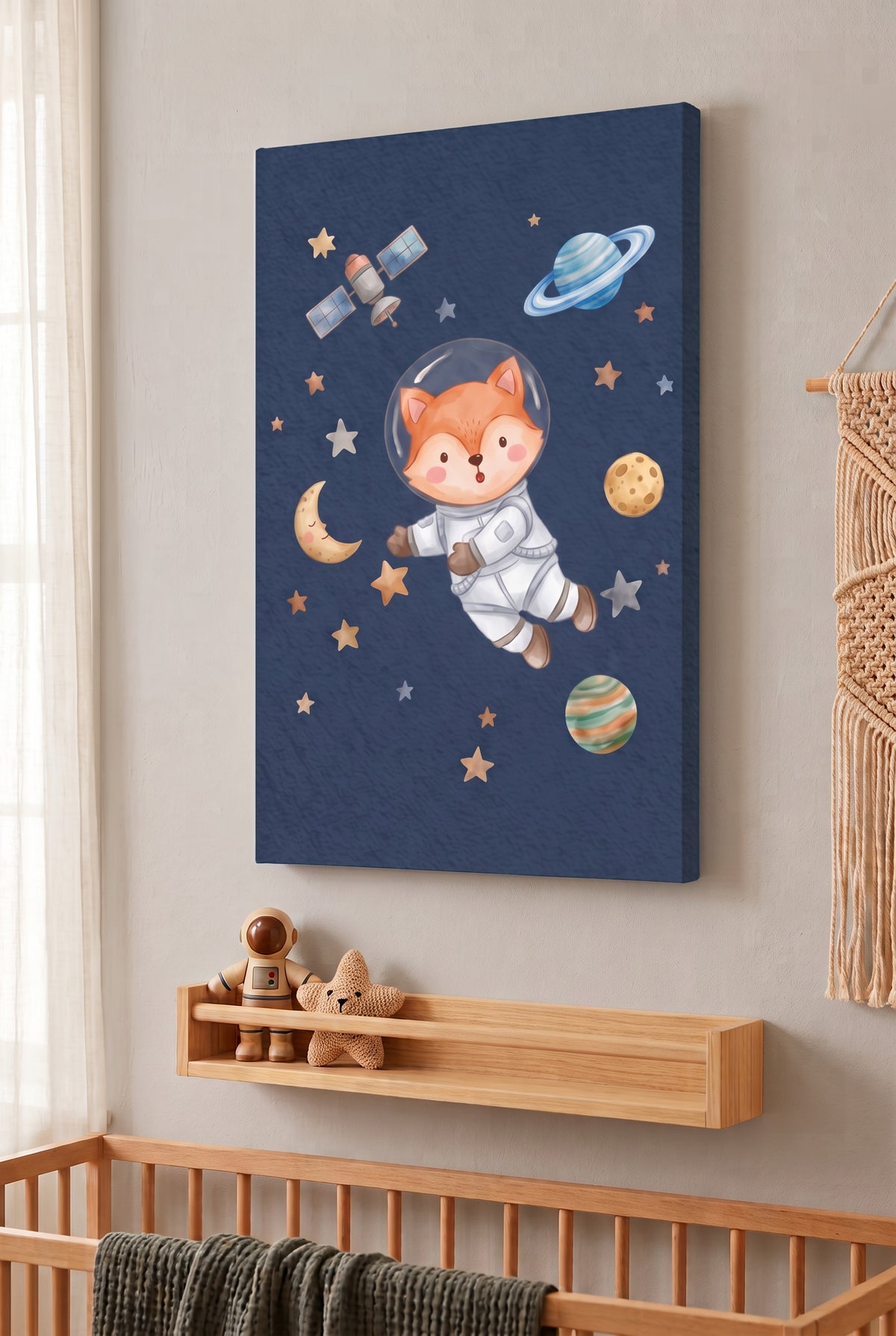 Cuadro Zorrito astronauta