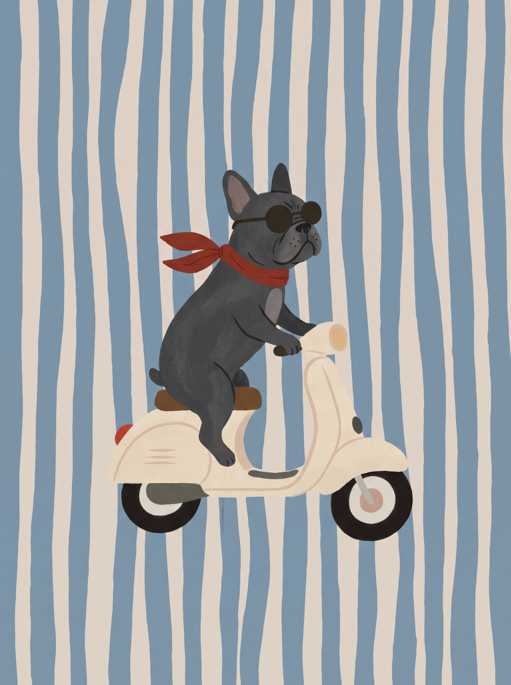 Cuadro Bulldog en vespa