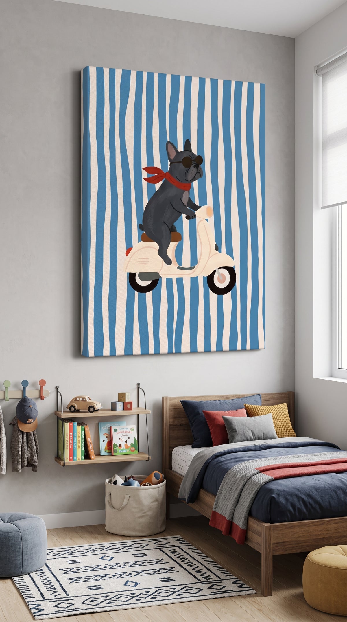 Cuadro Bulldog en vespa